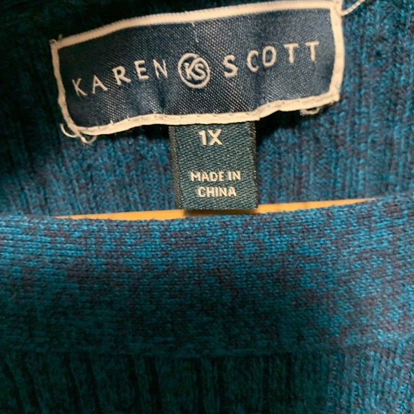 Teal Cable Knit Boat Neck Textured Workwear Casual CozySweater Plus Size 1X - Picture 6 of 8